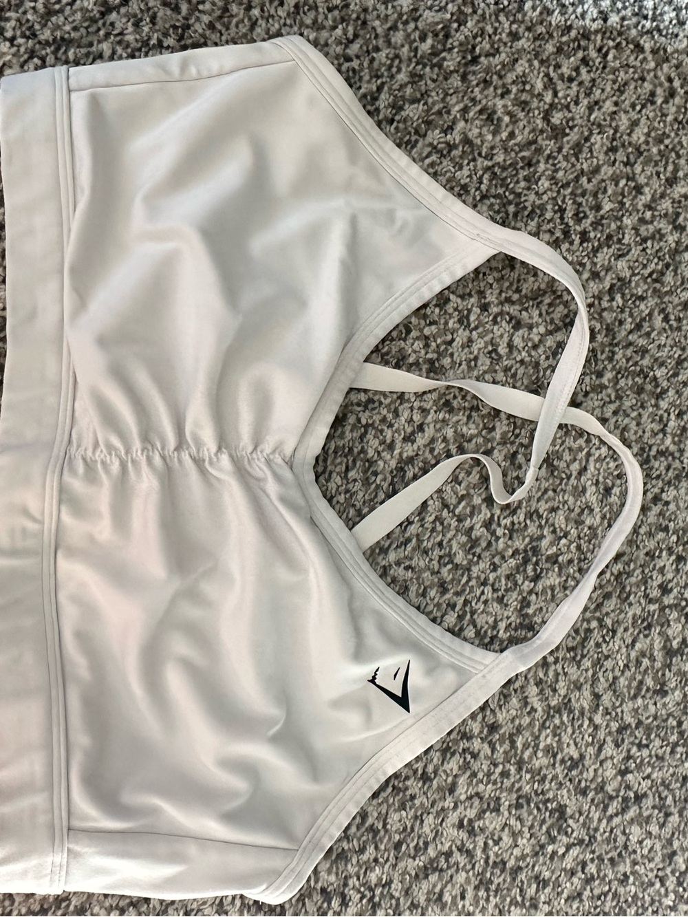 Gymshark White Strappy Sports Bra with Subtle Logo